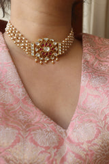 Jadau Pearl Ornamental Choker Set