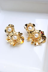 Big Flower Pearl Detachable Earrings