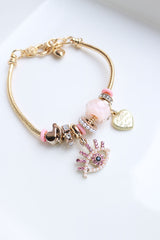 Evil Eye Pink Charms Bracelet