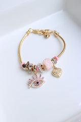 Evil Eye Pink Charms Bracelet