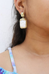 Pearl Marble Beaten Earrings
