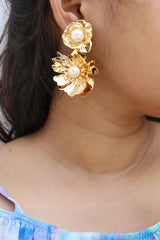 Big Flower Pearl Detachable Earrings