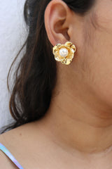 Big Flower Pearl Detachable Earrings