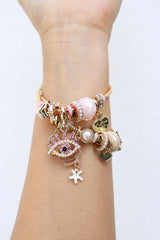 Evil Eye Pink Charms Bracelet