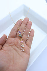 Multi Flower Stone Dainty Chain