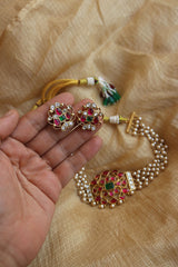 Jadau Pearl Ornamental Choker Set