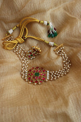 Jadau Pearl Ornamental Choker Set