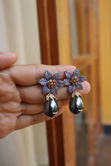 Deep Purple AD Flower Earrings