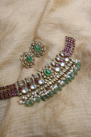 Polki oval Choker Set