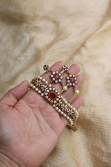 Ruby AD Flower Pearl Choker