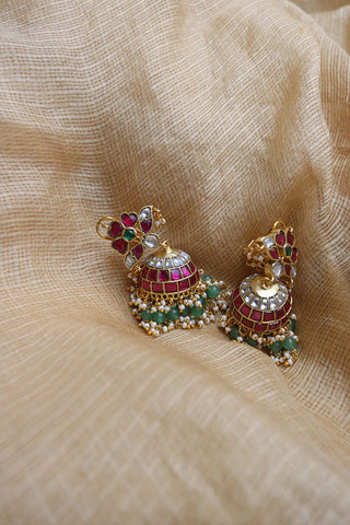 Jadau Heart Jhumkas