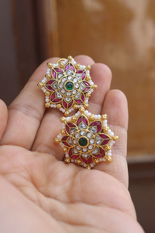 Jadau Star Flower Studs