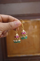 Jadau Ruby Tilak Jhumkas