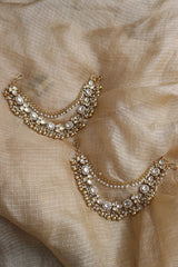Kundan Pearl Flower Ear Chain
