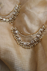 Kundan Pearl Flower Ear Chain