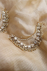 Kundan Pearl Flower Ear Chain