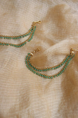 Green Beads Two Line Ear Chain