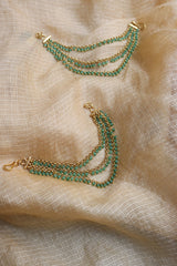 Green Beads Three Line Ear Chain