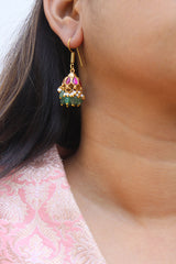 Jadau Ruby Tilak Jhumkas