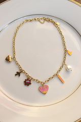 Pink Heart Charms Necklace