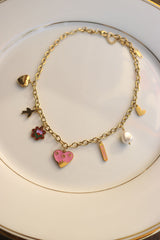 Pink Heart Charms Necklace