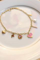 Pink Heart Charms Necklace