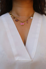 Pink Heart Charms Necklace