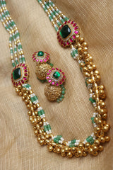 Kundan Beads Maala Set with Jhumkas
