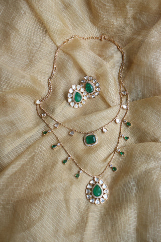 Emerald Layer Polki Set