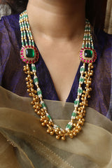 Kundan Beads Maala Set with Jhumkas