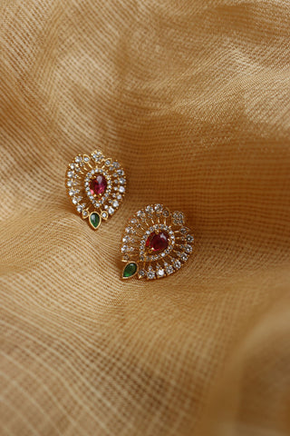 AD Tilak Ruby Green Studs