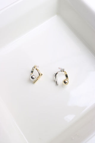 Bar Ball Front Back Earrings