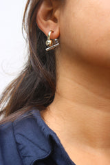 Bar Ball Front Back Earrings