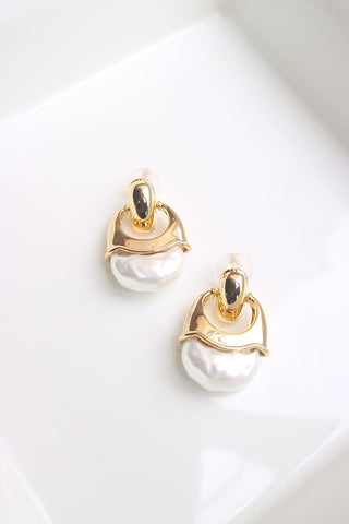 Gold Pearl Bag Earrings