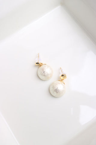 Pearl Beaten Drop Earrings