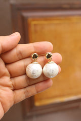 Pearl Beaten Drop Earrings