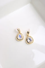 White Stone Drop Earrings
