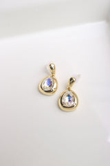 White Stone Drop Earrings