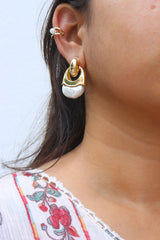 Gold Pearl Bag Earrings