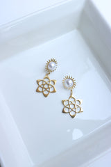 Pearl Flower Cutwork Earrings