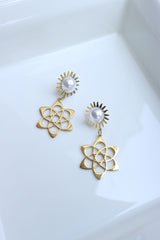 Pearl Flower Cutwork Earrings