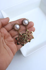 Pearl Flower Cutwork Earrings