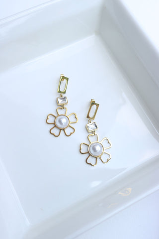 Stone FLower Drop Earrings