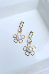 Stone FLower Drop Earrings