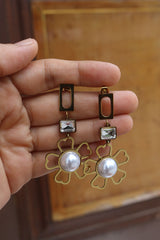 Stone FLower Drop Earrings