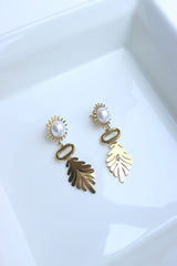 Leaf Pearl Cutwork Earrings