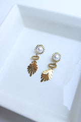 Leaf Pearl Cutwork Earrings
