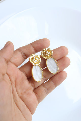 Matte Flower Marble Studs