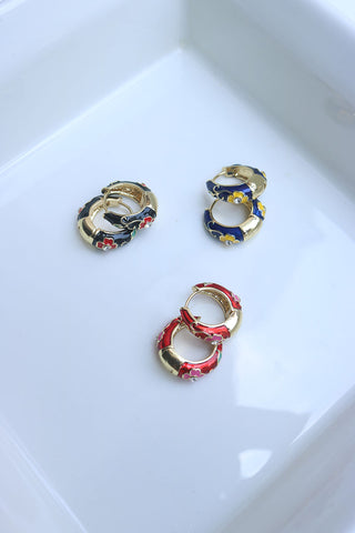 Enamel Stone bali Earrings