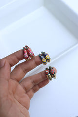 Enamel Stone bali Earrings